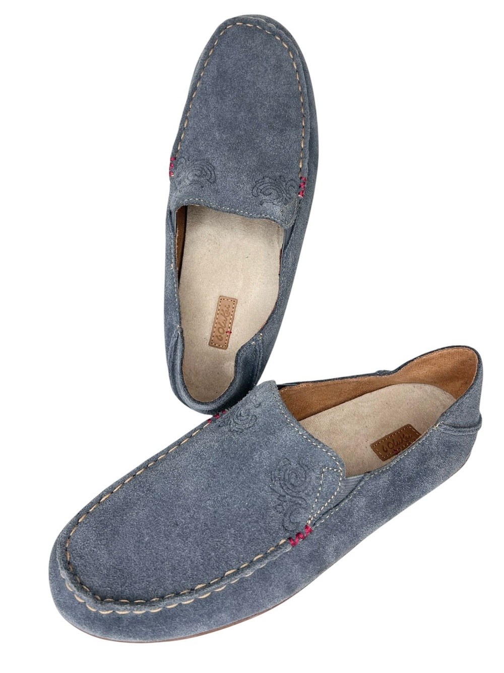 Olukai NOHEA Suede NUBUCK Leather Loafer Blue Grey 8.5 Casual Slip-on NEW